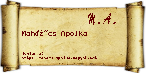 Mahács Apolka névjegykártya